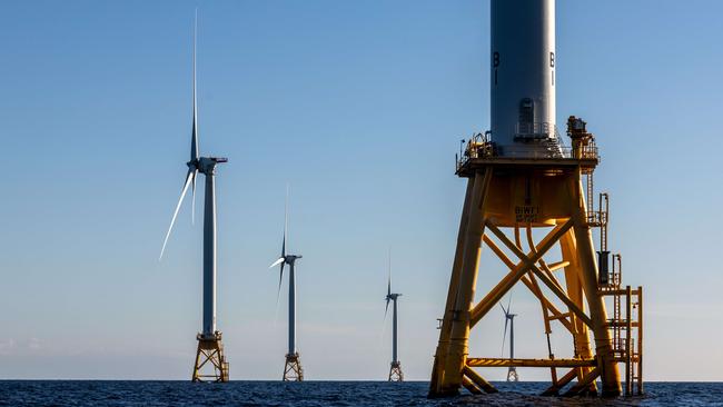 Wind turbines generate electricity near Block Island, Rhode Island, US. Picture: John Moore/Getty Images/AFP