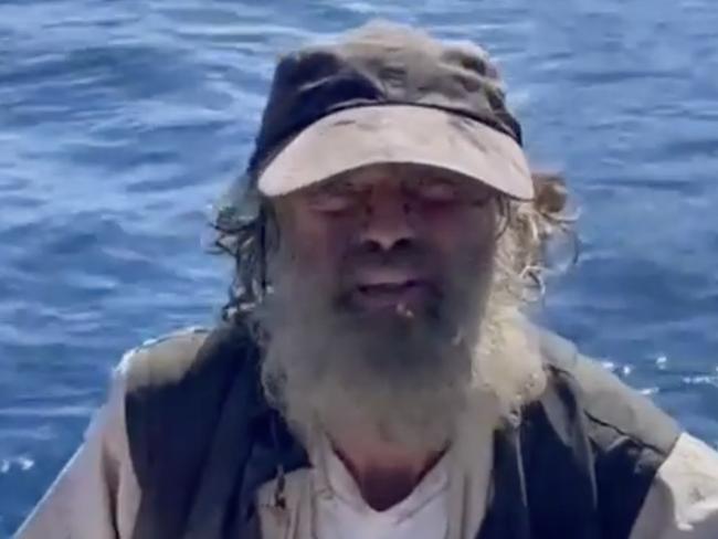 DAILY TELEGRAPH. JULY 16, 2023.Amateur sailor Tim Shaddock survived three months drifting off the coast of Mexico by eating raw fish and sheltering under a canopy on a catamaran alongside his pet dog Bella. Picture: 9news.