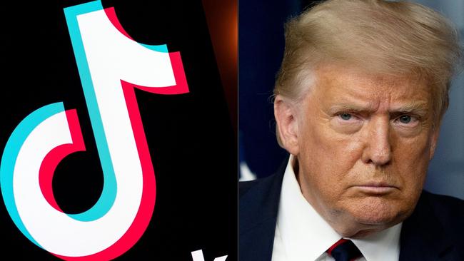 Donald Trump, with the TikTok logo. Picture: AFP