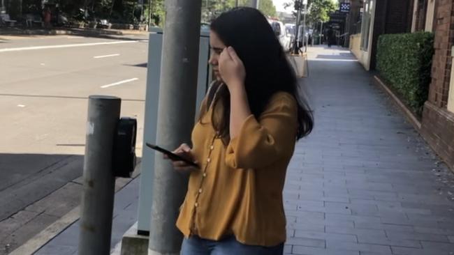 Kanishka Chaudhari, 24, of North Sydney, outside Manly Local Court, where she was convicted of dishonestly obtain property by deception for taking money from her boss at Camperdown Cellars. Picture: Manly Daily