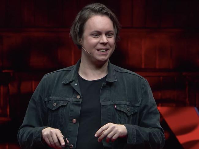 Chris Leben during a TedX Talk.