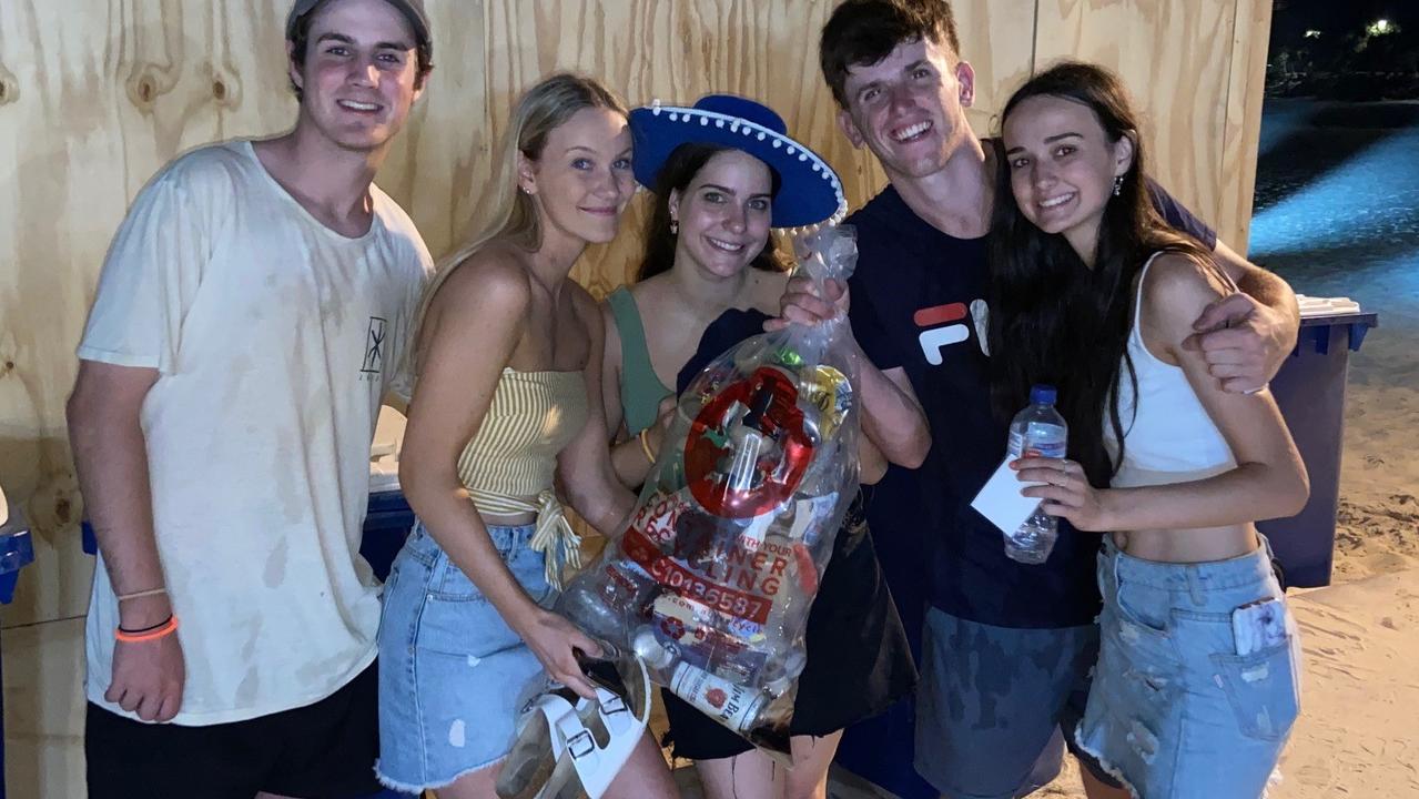 A large group of schoolies have been rewarded for their nightly clean up efforts on Noosa Main Beach.