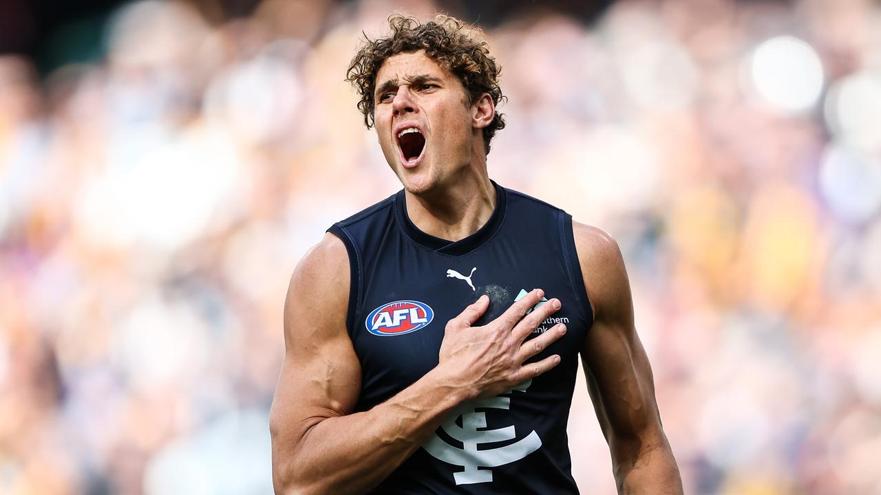 Charlie Curnow has the chance to elevate his standing even further with a big finals series. Picture: Dylan Burns/AFL Photos via Getty Images