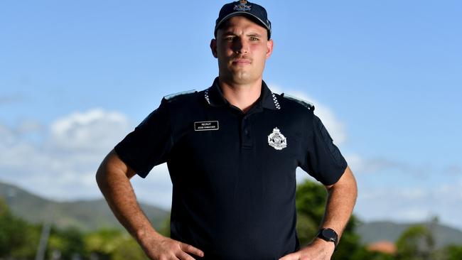 New police recruits at the Townsville Stadium. Recruit Jesse Kinbacher. Picture: Evan Morgan