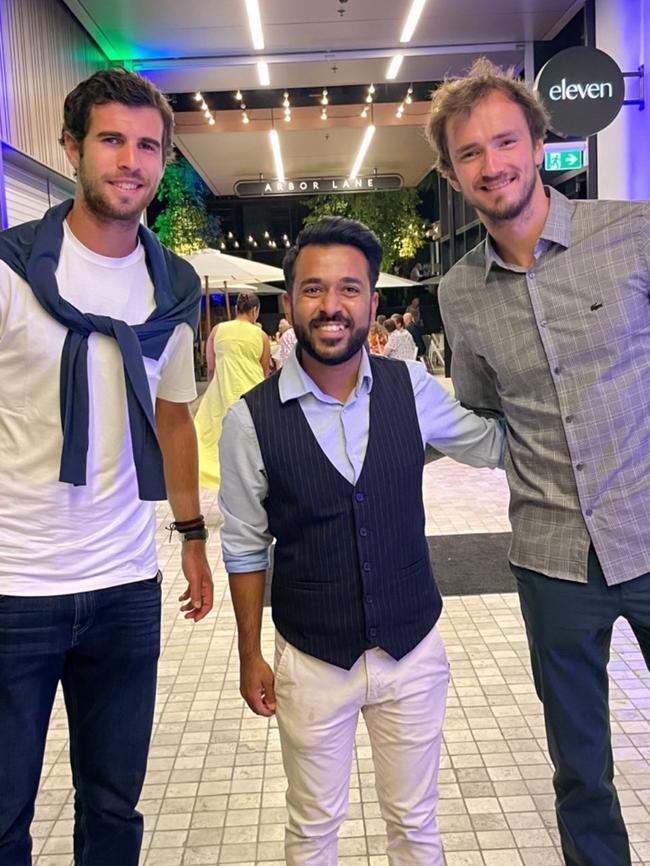 Tennis Players Karen Khachanov and Daniil Medvedev at Eleven in Adelaide on New Year’s Eve. Picture: Instagram