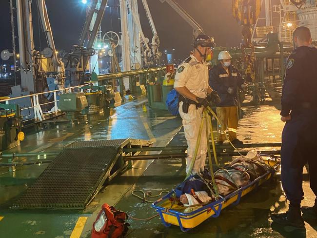 Just before 12.30am this morning, paramedics responded to reports of a workplace accident on a vessel at Port Botany. Three crews, including a specialist medical team with critical care doctor and critical care paramedic, were dispatched to the scene. Source: NSW Ambulance