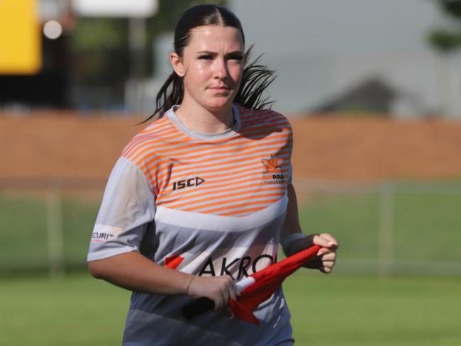 Young up and coming NT Rugby referee Zoe Grotaers. Picture: Leithal Pictures