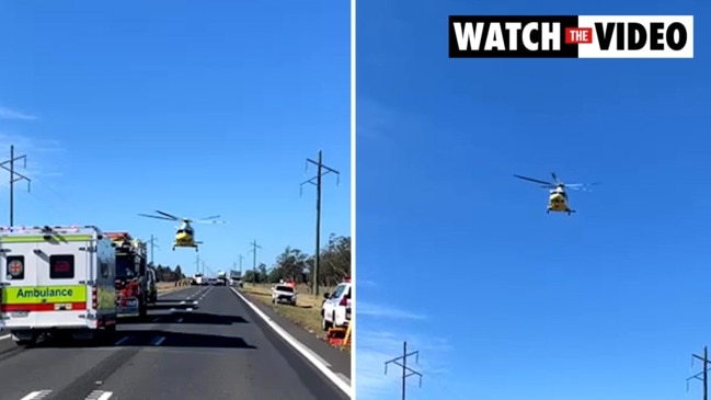 Helicopter departs horrific Dalby crash