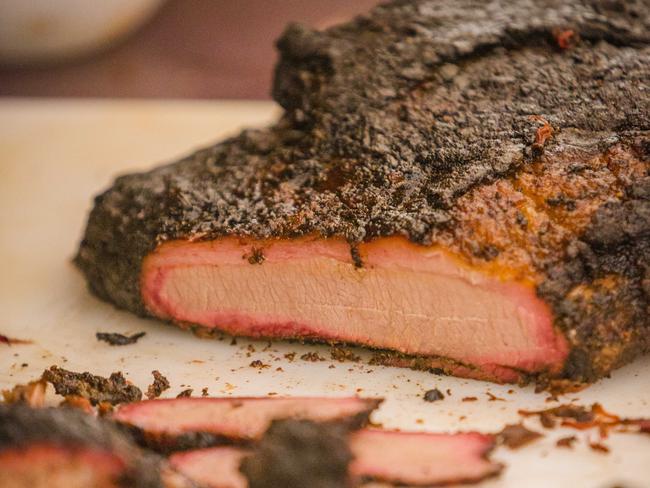 The pink ring on a piece of brisket is a sign of the pit master’s prowess.