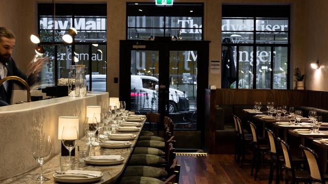 The ground floor dining room and bar at Press Food and Wine, Adelaide.