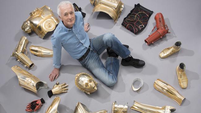 Anthony Daniels surrounded by the 19 parts of the C-3PO suit. Picture: Jules Heath / (c) Lucasfilm &amp; TM, All Rights Reserved