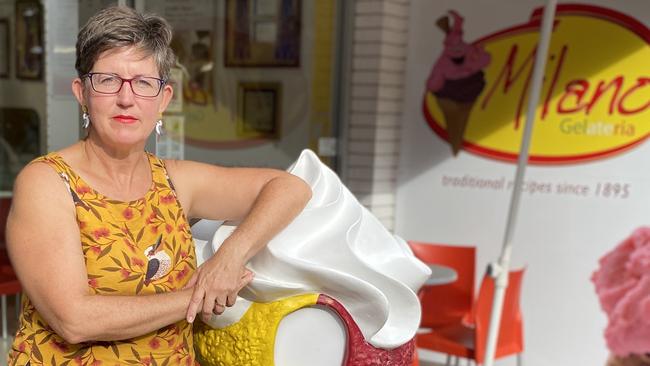 Greens candidate for Coorparoo Sally Dillon at the Stones Corner shop last week.