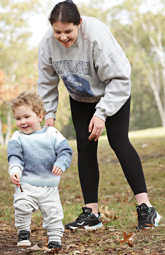 Tayla Harris with her son Lincoln. Picture: Adam Yip