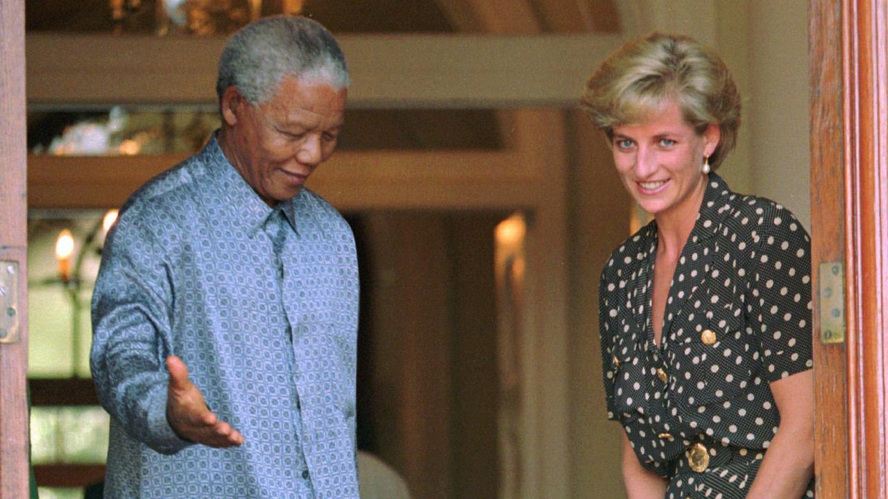 Nelson Mandela escorts Diana, Princess of Wales in Cape Town in 1997. Picture: AP