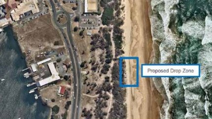 Map showing location for proposed skydive attraction on The Spit on the Gold Coast.