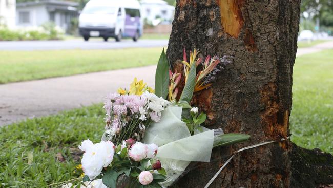 Scene of a fatal traffic crash at Manoora, where an allegedly stolen Toyota Yaris left Pease Street near the Saltwater Creek bridge and crash into a tree. A 14 year old boy was declared dead at the scene. Picture: Brendan Radke