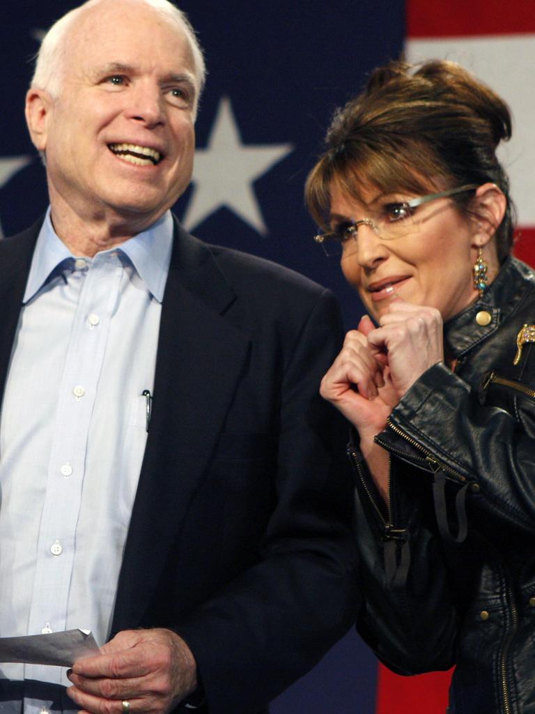 Senator John McCain former vice presidential candidate Sarah Palin. Picture: Joshua Lott/Reuters