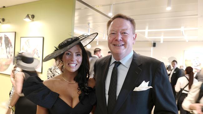 Ben Gray, BGH Capital founder and partner Luba Grigorovitch, is seen at the Crown Marquee during Derby Day at Flemington on Saturday, 2 November 2024. Photo by Luis Enrique Ascui/The Australian.