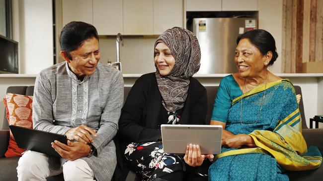 DAILY TELEGRAPH - 4/6/21Sabrin Farooqui (middle) pictured with husband and wife Mr Latifur Rahman and Mrs Khurshid Ara Hai after they  participated in the "Be Connected" program. PIcture: Sam Ruttyn