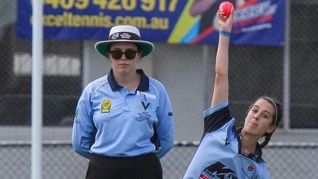 Fast-rising Cricket Southern Bayside umpire Clare Haysom.