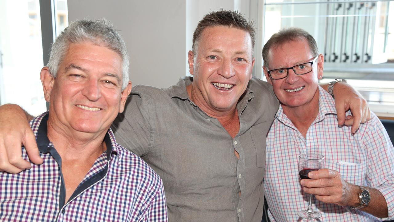 Rash Leigh, Christian McGuire and Craig Bentley at the BMD Northcliffe SLSC Sportsman’s Luncheon. Picture: Glenn Hampson.