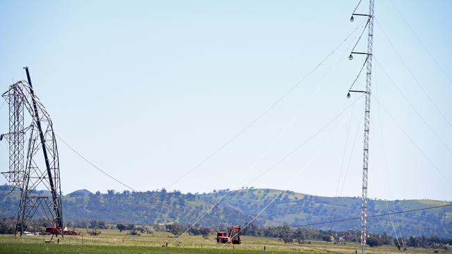 The damaged power towers near Melrose. Picture: Tom Huntley