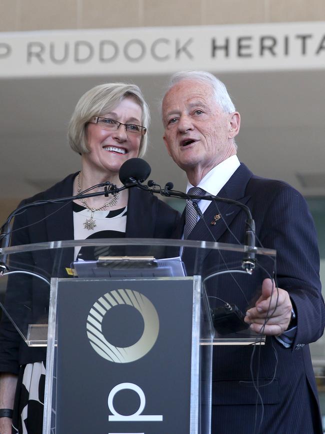 Phillip Ruddock and wife Heather at the Dedication of the Phillip Ruddock Heritage Centre in 2017. Picture: AAP Image