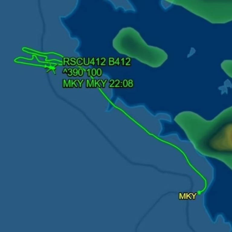 Grab from Flightaware shows rescue flight searching for the missing plane. Picture: Flightaware