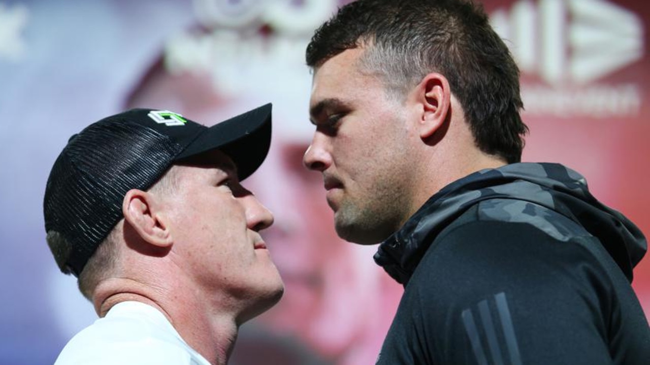 Australian boxers Paul Gallen and Darcy Lussick.