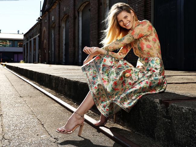 Daisy May Davies at Carriageworks wearing preloved Romance Was Born ahead of Australian Fashion Week. Picture: Tim Hunter