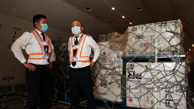 A donated package of A2 Milk from Waywise Logistics headed to Wuhan, China earlier this year. Picture: Jane Dempster/The Australian.