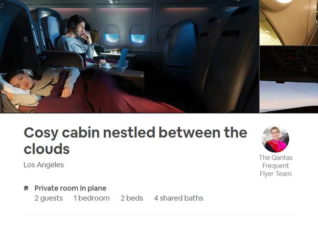 Qantas is advertising discounted first class seats on Airbnb.