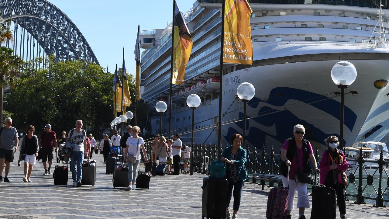 The decision to let cruise ship passengers disembark could lead to a surge in cases in the coming days, Dr Swan said. Picture: AAP Image/Dean Lewins