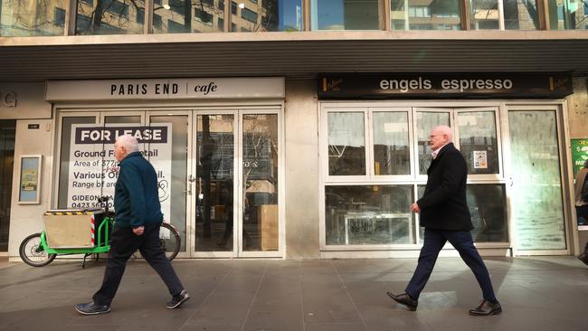 Melbourne CBD business owners are still struggling with office workers not returning to offices full time. Picture: David Caird