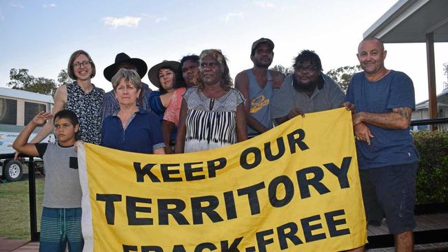 PEOPLE POWER: Great Anti-Fracking Bus Trip tour members stop in Chinchilla. Picture: Brooke Duncan