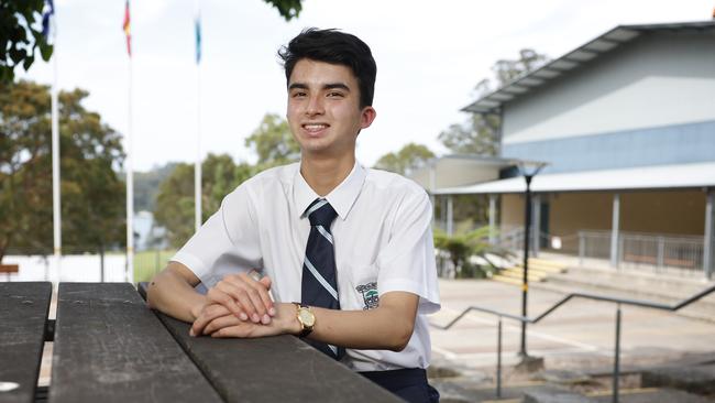 Pictured at Hunters Hill High School is year 10 student Luke Ettema. Luke is one of five scribes at his school volunteering to read and write for Year 12 HSC students that need extra help. Picture: Richard Dobson