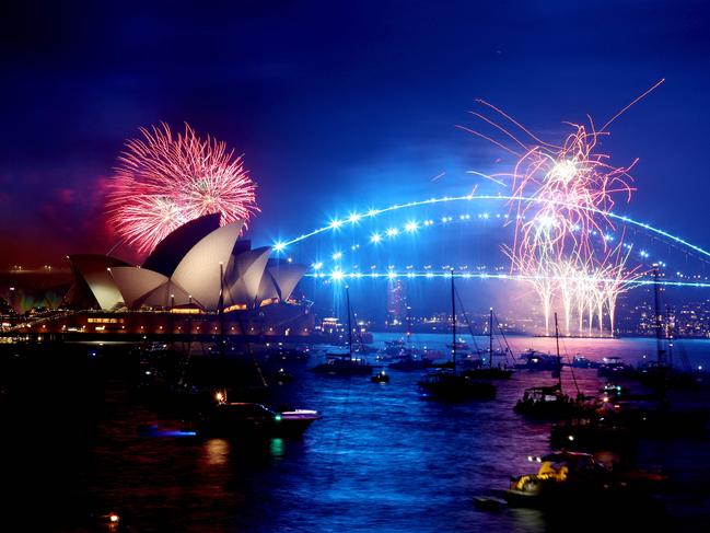 The "family fireworks", displayed three hours before midnight. Picture: AFP