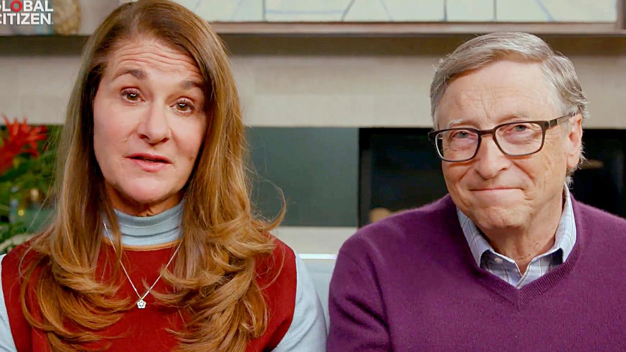 Melinda Gates, with husband Bill, has warned herd immunity worldwide against COVID-19 won’t be achieved until 2022. Picture: Global Citizen’s One World; Together At Home/Handout/AFP