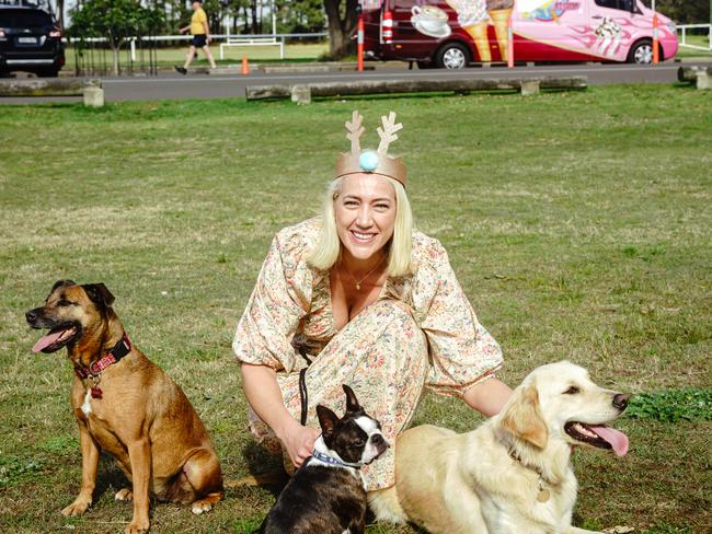 Sydney advocate Kiki Bermudez is hosting a charity event on Sunday called "Santa Paws", to help raise funds. Picture: Supplied/Elliot Shakespeare