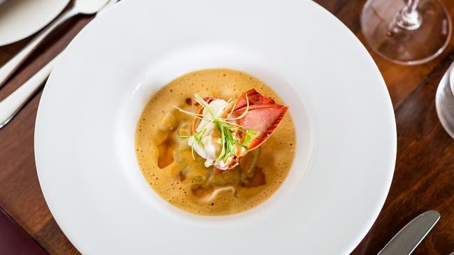 Lobster medallion, prawn ravioli, bisque at d’Arry’s Verandah Restaurant. Picture: Josie Withers