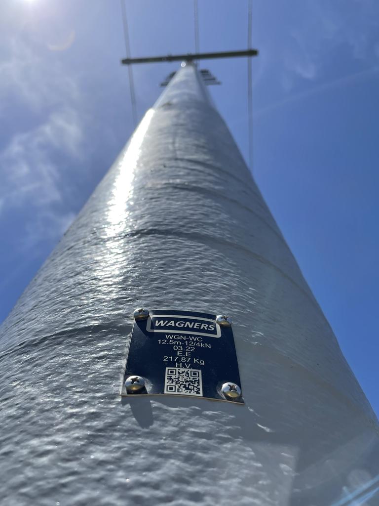 An example of Wagners' utility poles, made from composite-fibre technology in Toowoomba.