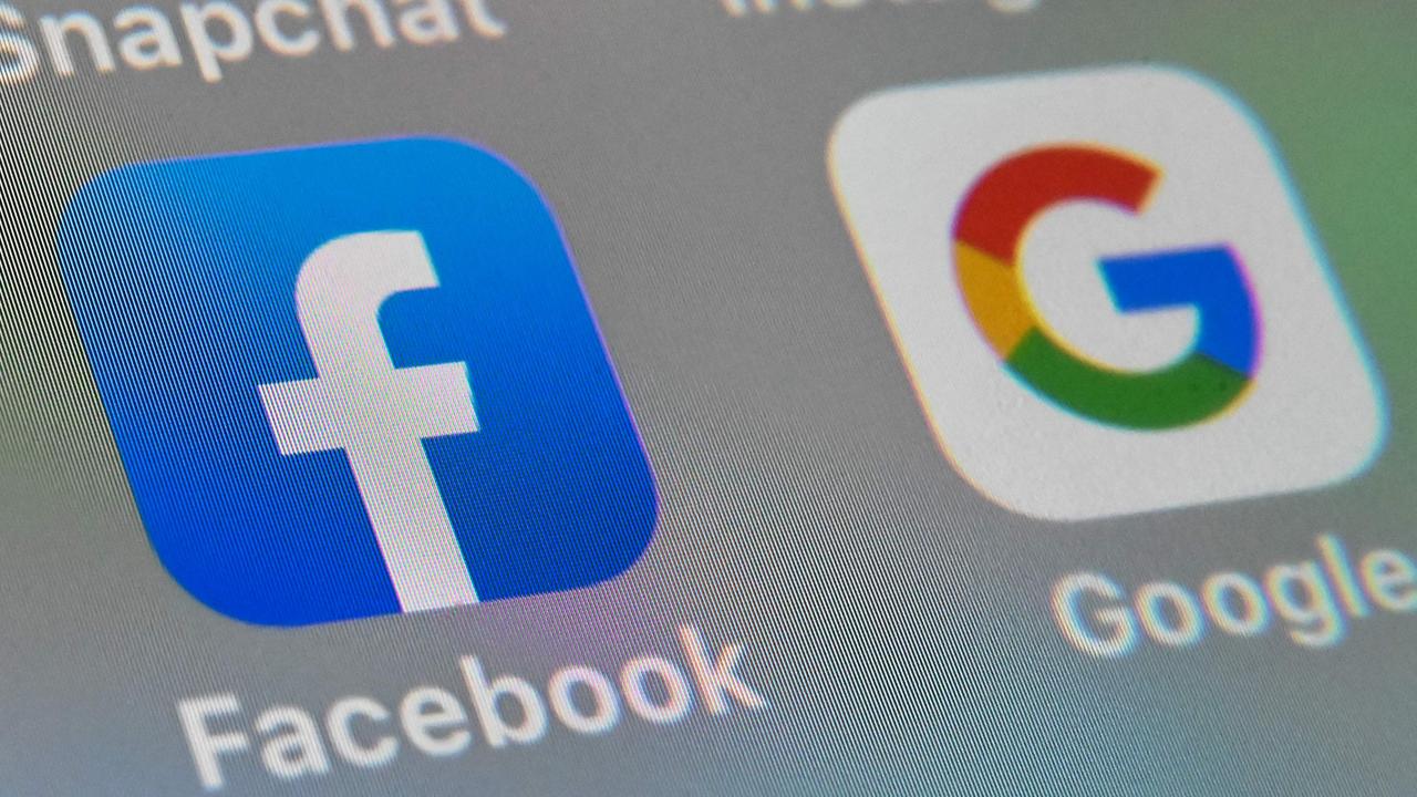 Tech giants Facebook and Google. Picture: Denis Charlet/AFP