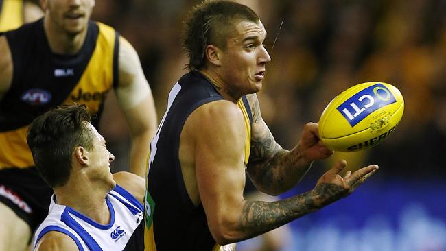 Dustin Martin is dangerous — especially when he goes forward. Picture: Wayne Ludbey