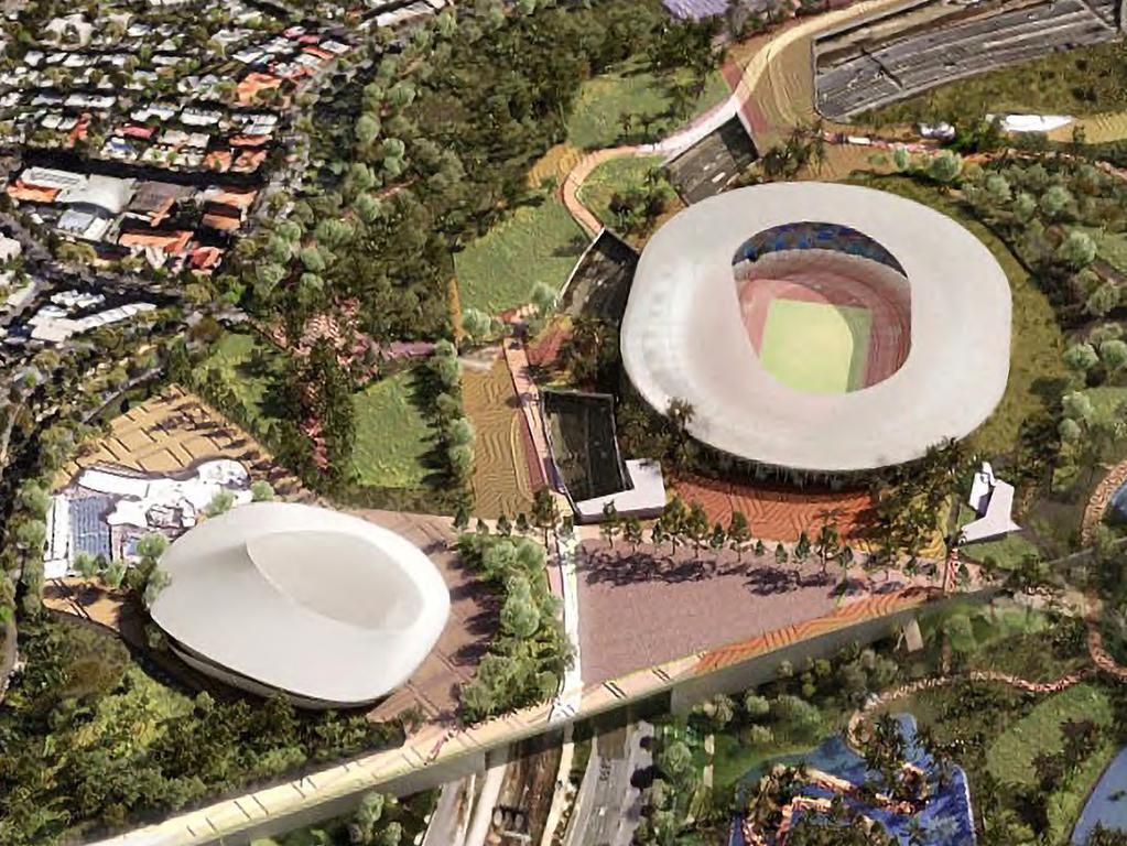 A view of the proposed Brisbane Stadium and New National Aquatic Centre at Victoria Park for Brisbane 2032. Picture: Archipelago Architects