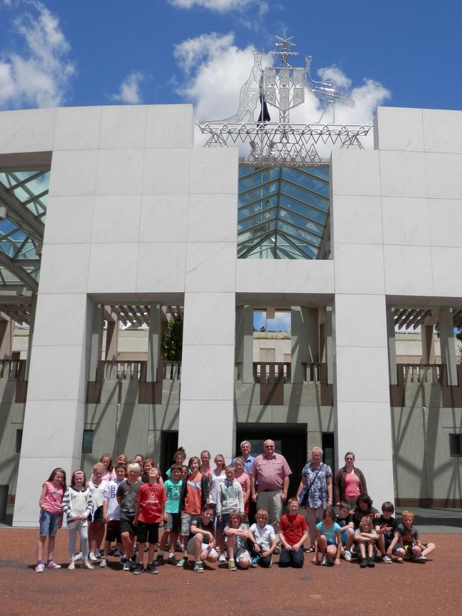 Federal Education Minister Jason Clare hopes to see more school students visiting Parliament House, like these children from Coutts Crossing and Glenreagh Public School.