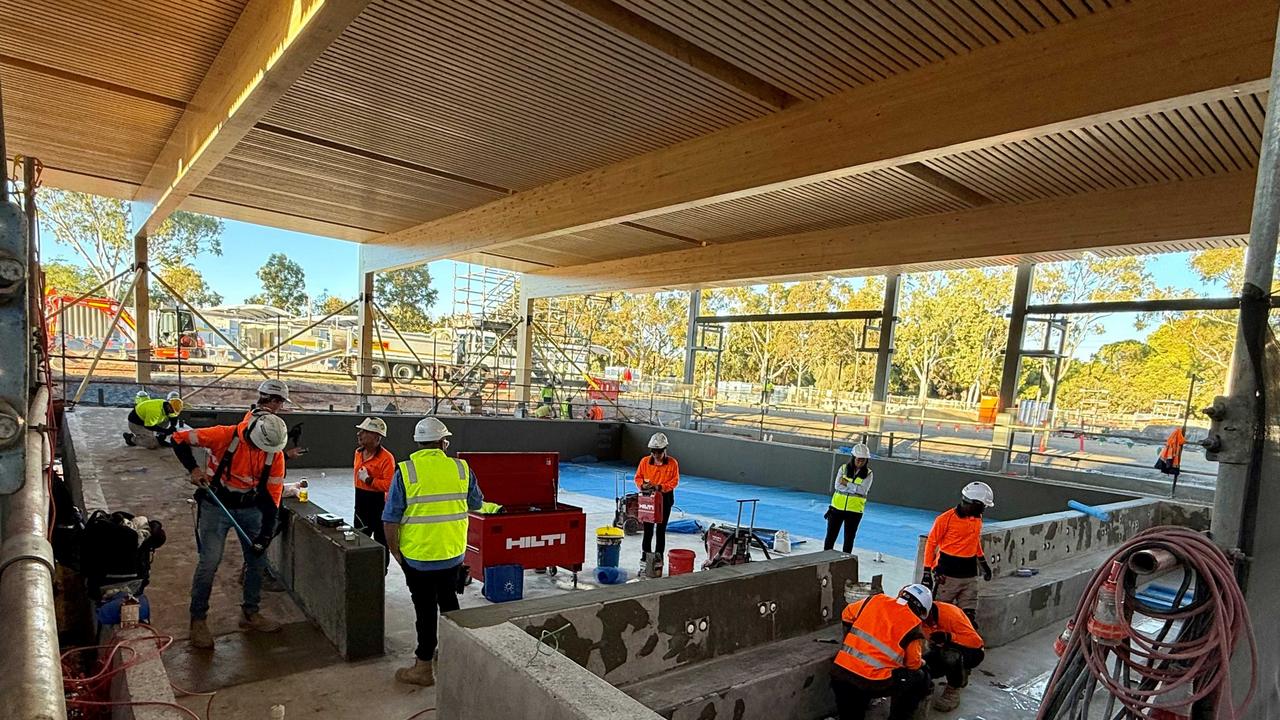 Work continues at the new aquatic centre in North Adelaide. Picture: Supplied
