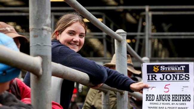 Selling action at the Colac store cattle sale.