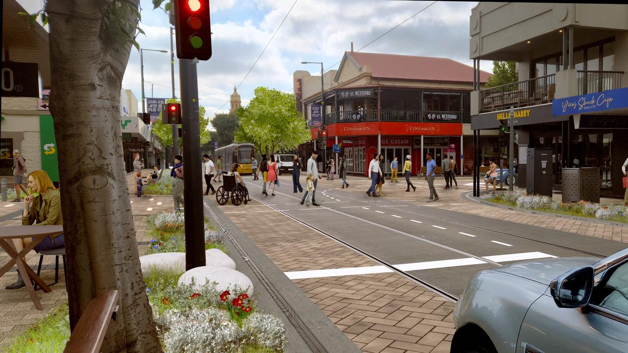 An artist's impression of an upgrade to Jetty Road at Glenelg, where the council has proposed cutting the speed limit. Picture: Supplied