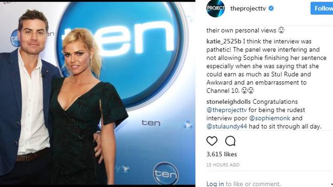 The show has received a wave of online backlash following the interview. Picture: Instagram.