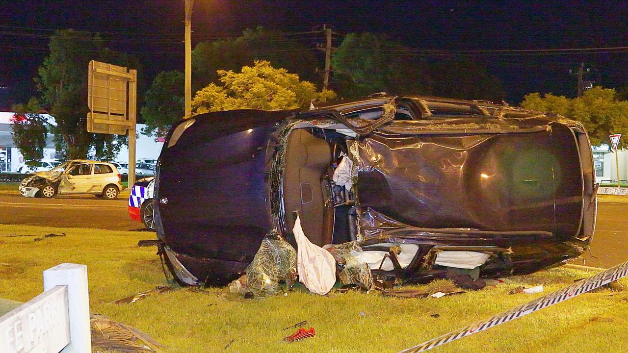 A man was flown to Gold Coast University Hospital following a high speed two car crash following a police pursuit in Bent Street, South Grafton on Saturday, February 19. Picture: Frank Redward